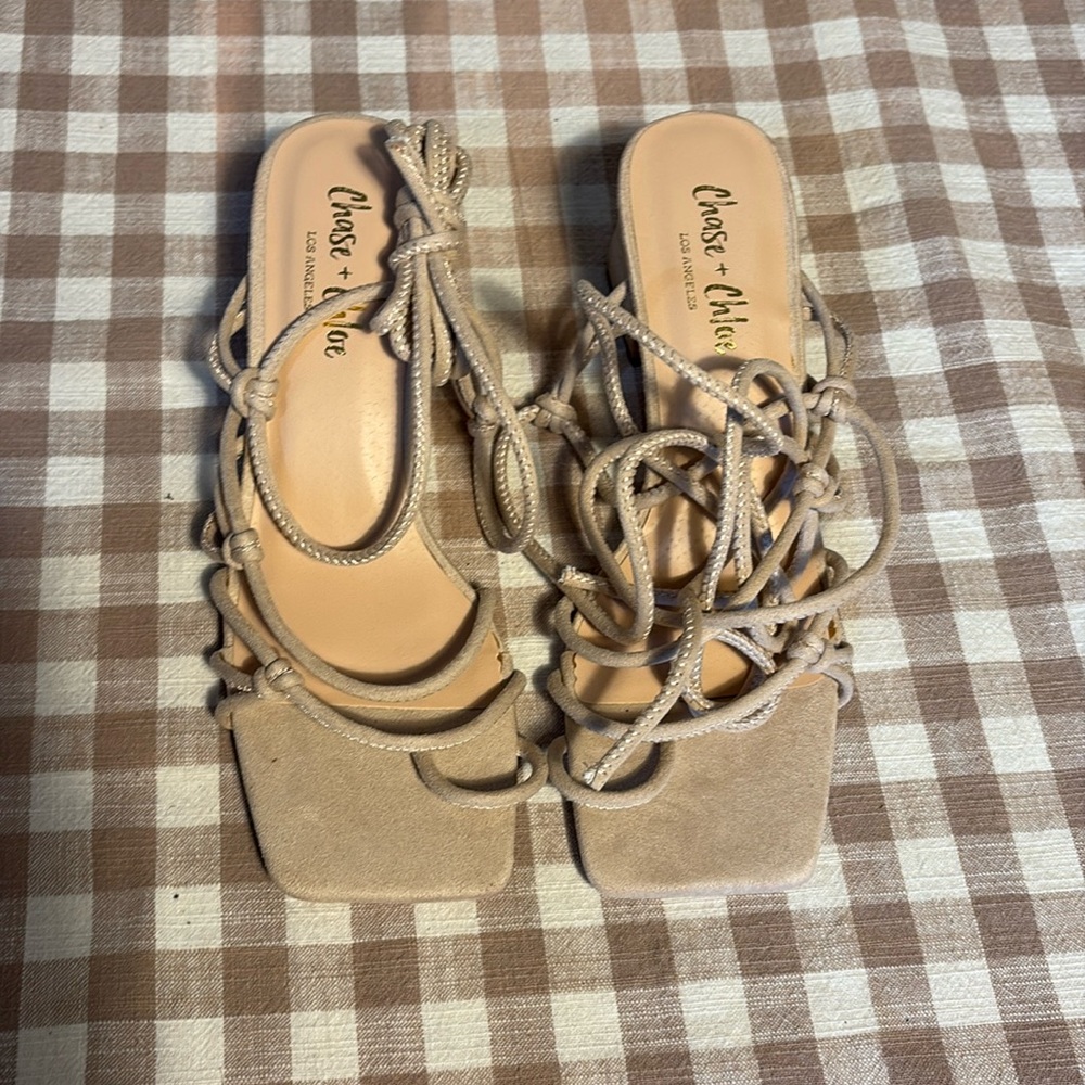 Tan Lace Up Heels Chase And Chloe size 7.5